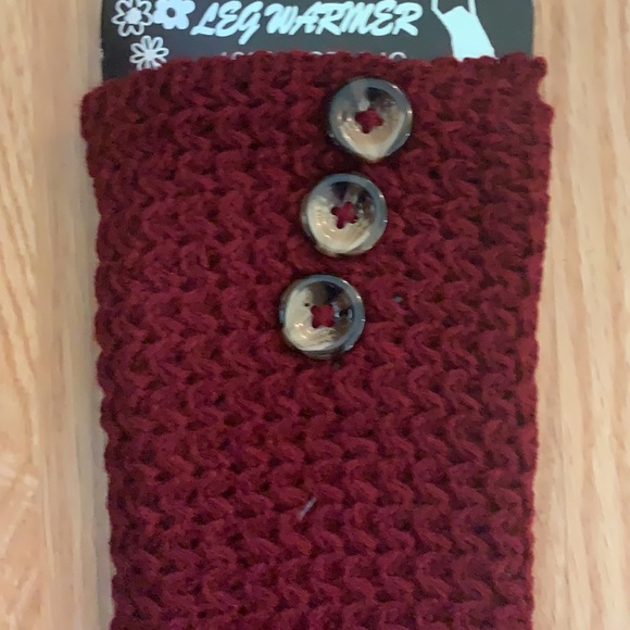 KNIT LEG WARMERS/BOOT CUFFS-BURGUNDY - Picture 2 of 5